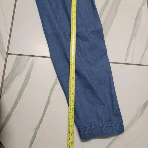 Vintage blue denim cottagecire jumpsuit with quikted details and pockets 90s - Picture 7 of 8